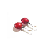 Murano Glass Large Red Disc Sterling Silver Earrings - JKC Murano