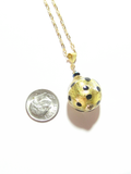 Murano Glass Leopard Ball Pendant, Gold Filled Chain - JKC Murano