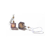 Murano Glass Brown Cube Sterling Silver Earrings - JKC Murano