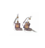 Murano Glass Brown Cube Sterling Silver Earrings - JKC Murano