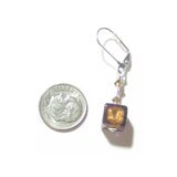 Murano Glass Brown Cube Sterling Silver Earrings - JKC Murano