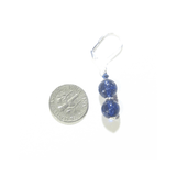 Murano Glass Dark Blue Double Ball Sterling Silver Earrings - JKC Murano