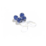 Murano Glass Dark Blue Double Ball Sterling Silver Earrings - JKC Murano