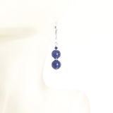 Murano Glass Dark Blue Double Ball Sterling Silver Earrings - JKC Murano