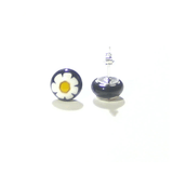 Murano Glass Black Millefiori Daisy 9mm Post Earrings, Stud Earrings - JKC Murano