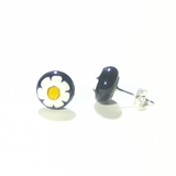 Murano Glass Black Millefiori Daisy 9mm Post Earrings, Stud Earrings - JKC Murano