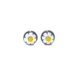 Murano Glass Black Millefiori Daisy 9mm Post Earrings, Stud Earrings - JKC Murano