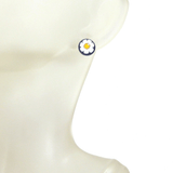 Murano Glass Black Millefiori Daisy 9mm Post Earrings, Stud Earrings - JKC Murano