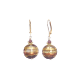 Murano Glass Amethyst Disc Gold Earrings by JKC Murano - JKC Murano