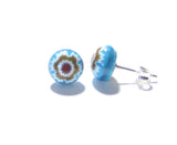 Millefiori Aqua Small Sterling Silver Post Earrings, Stud - JKC Murano