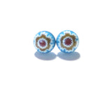 Millefiori Aqua Small Sterling Silver Post Earrings, Stud - JKC Murano