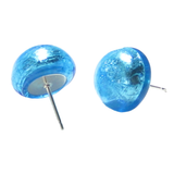 Murano Glass Aqua Silver Button Post Earrings, Sterling Silver Stud Earrings - JKC Murano