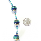 Murano Glass Cobalt Blue Aqua Ball Gold Necklace - JKC Murano