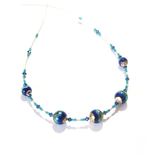 Murano Glass Cobalt Blue Aqua Ball Gold Necklace - JKC Murano