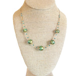 Murano Glass Aqua Green Ball Gold Necklace - JKC Murano