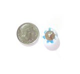 Murano Glass Aqua White Flower Millefiori Sterling Stud Earrings - JKC Murano