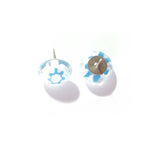 Murano Glass Aqua White Flower Millefiori Sterling Stud Earrings - JKC Murano