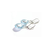 Murano Glass Aquamarine Disc Silver Earrings, Sterling Silver Leverback Earrings - JKC Murano