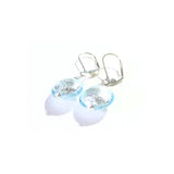 Murano Glass Aquamarine Disc Silver Earrings, Sterling Silver Leverback Earrings - JKC Murano