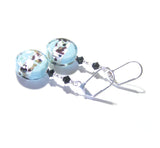 Murano Glass Aquamarine Leopard Coin Sterling Silver Earrings - JKC Murano