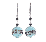 Murano Glass Aquamarine Leopard Coin Sterling Silver Earrings - JKC Murano