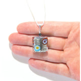 Murano Glass Black Millefiori Square Pendant - JKC Murano