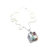 Murano Glass Black Millefiori Square Pendant - JKC Murano