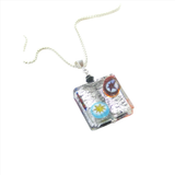 Murano Glass Black Millefiori Square Pendant - JKC Murano