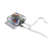 Murano Glass Black Millefiori Square Pendant - JKC Murano