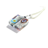 Murano Glass Black Millefiori Square Pendant - JKC Murano