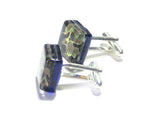 Murano Glass Black Green Gold Square Cuff Links - JKC Murano