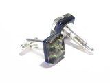 Murano Glass Black Green Gold Square Cuff Links - JKC Murano