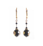 Venetian Glass Black Silver Gold Earrings, Italian Glass Jewelry - JKC Murano