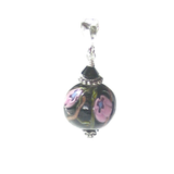 Murano Glass Black Pink Millefiori Ball Pendant - JKC Murano