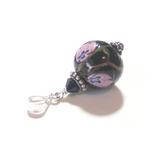 Murano Glass Black Pink Millefiori Ball Pendant - JKC Murano