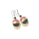 Murano Glass Red Black Disc Gold Earrings, Venetian Jewelry - JKC Murano