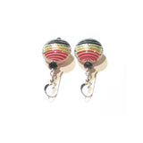 Murano Glass Red Black Disc Gold Earrings, Venetian Jewelry - JKC Murano