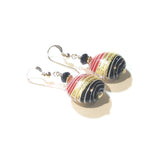 Murano Glass Red Black Disc Gold Earrings, Venetian Jewelry - JKC Murano