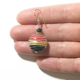 Murano Glass Red Black Disc Gold Earrings, Venetian Jewelry - JKC Murano