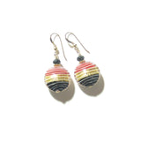 Murano Glass Red Black Disc Gold Earrings, Venetian Jewelry - JKC Murano