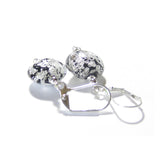 Murano Glass Black Disc Crystal Cluster Silver Earrings - JKC Murano