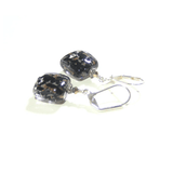 Murano Glass Black Copper Square Silver Earrings, Italian Jewelry - JKC Murano