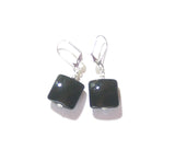 Murano Glass Black Square Dangle Silver Earrings, Italian Glass Jewelry - JKC Murano