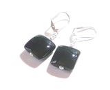 Murano Glass Black Square Dangle Silver Earrings, Italian Glass Jewelry - JKC Murano