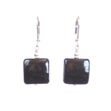 Murano Glass Black Square Dangle Silver Earrings, Italian Glass Jewelry - JKC Murano