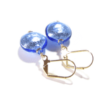 Murano Glass Blue Disc Gold Earrings by JKC Murano - JKC Murano