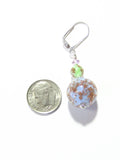Murano Glass Blue Green Ball Silver Earrings, leverbacks - JKC Murano