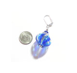 Murano Blown Glass Blue Aqua Nugget Round Ball Earrings - JKC Murano