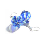 Murano Blown Glass Blue Aqua Nugget Round Ball Earrings - JKC Murano