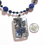 Murano Glass Cobalt Blue and Black Pendant Silver Necklace - JKC Murano
